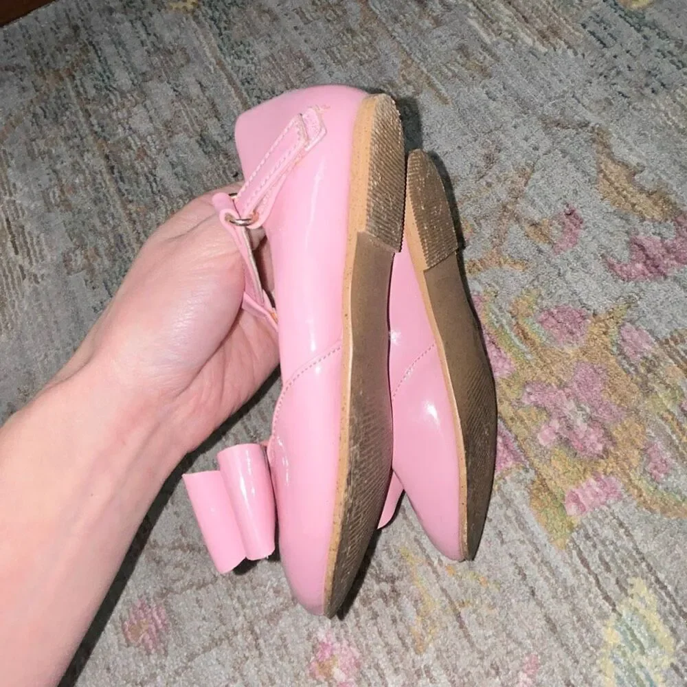 Joyfolie pink patent leather bow flats sz 10